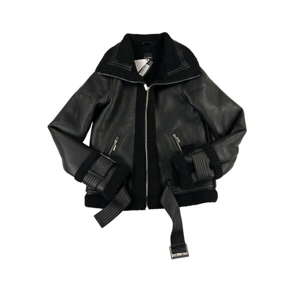 Boohoo - Tall Faux Fur Lined Aviator Jacket in Black - Picture 1 of 4